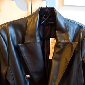 Zara Tapered Faux Leather Women's Blazer